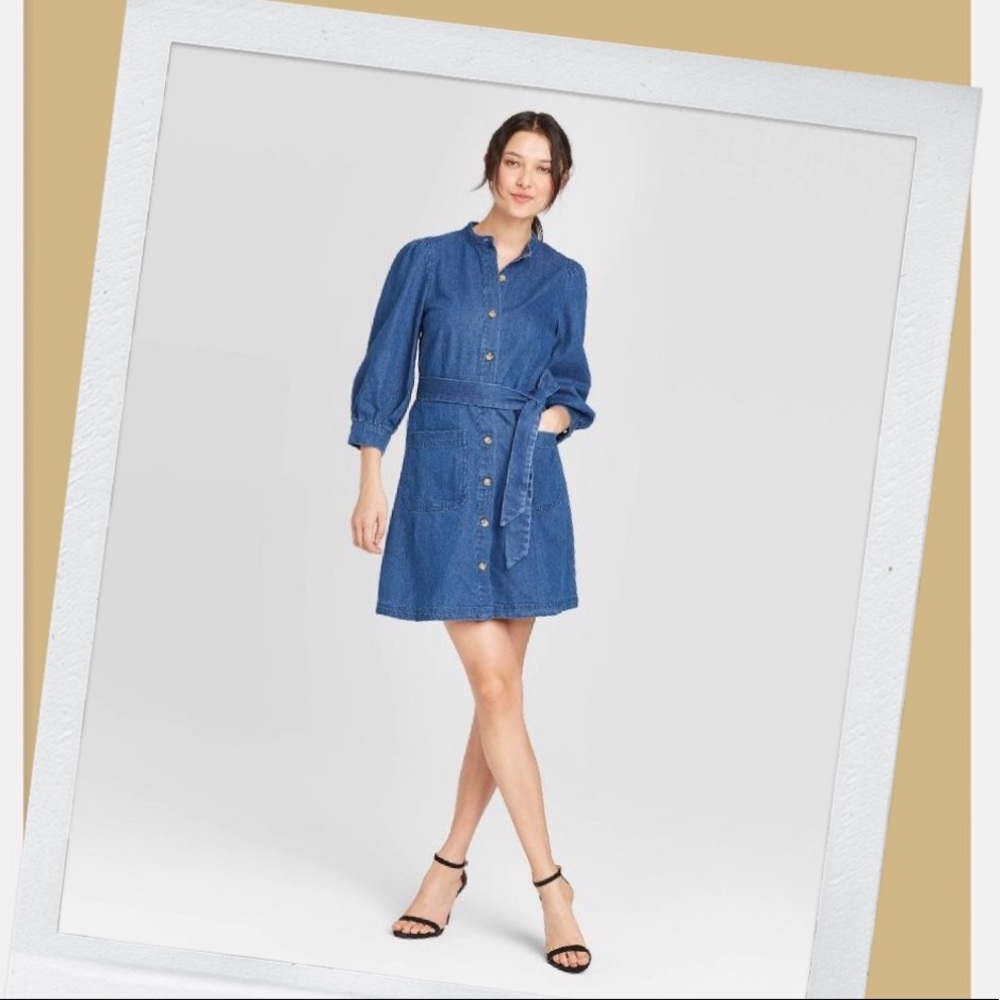 Who What Wear denim blue jean dress w/ waist tie belt | Size small | Never worn✨